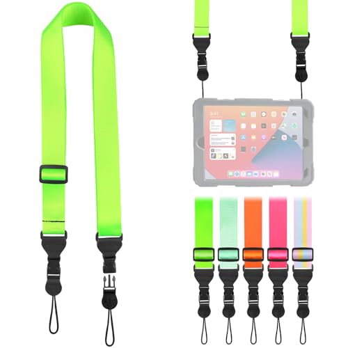 FIEIL Nylon iPad Strap, Adjustable Camera Neck Strap, Comfortable Shoulder Strap for iPad, Cellphone Tablet, Camera, Laptop, Binocular, Luggage Bag(Fluorescent Green Universal Neck Lanyard) - color: Fluorescent Green