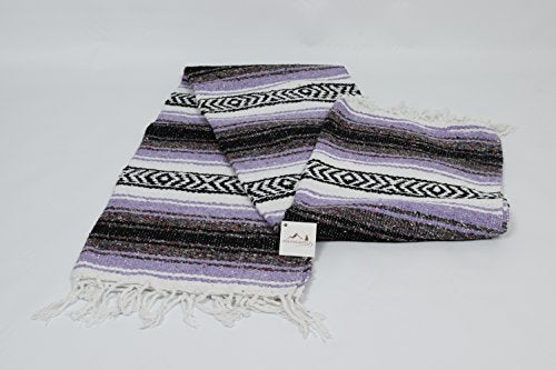Open Road Goods Pastel Purple Mexican Blanket - Authentic Serape Falsa Blanket - Handmade (Acrylic Blend, XL) - color: Pastel Purple