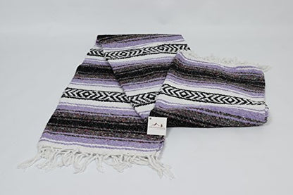 Open Road Goods Pastel Purple Mexican Blanket - Authentic Serape Falsa Blanket - Handmade (Acrylic Blend, XL) - color: Pastel Purple