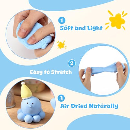 VioraWhite 72 Pcs 38oz Air Dry Clay Bulk Modeling Clay,Sky Blue | Ultra Lightweight Foam Modeling Clay for Kids Adults, DIY Gifts Party Arts Crafts, School Project Supplies - color: Sky Blue