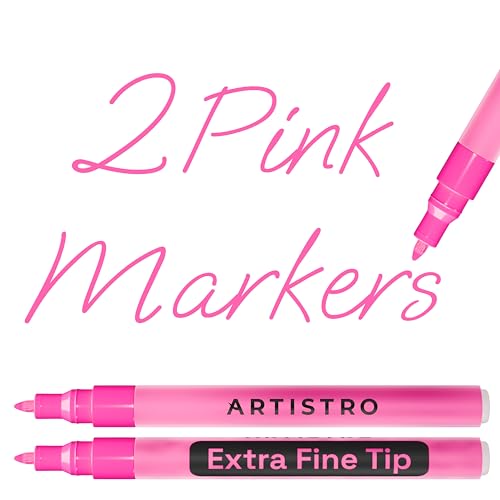 ARTISTRO Pink Acrylic Paint Markers - 0.7mm Extra Fine-Tip - Set of 2 | Paint Pens, Perfect for Crafting, Art Projects, & More - color: Pink, style: Extra Fine