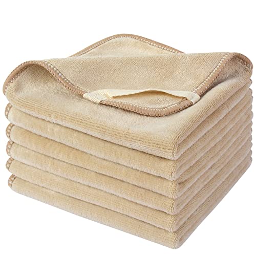 SINLAND Microfiber Facial Cloths Fast Drying Washcloth 12inch x 12inch (6pack, Cream) - color: Cream, size: 1 Count (Pack of 6)