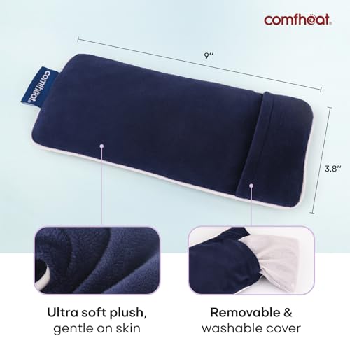 Lavender Weighted Eye Pillow - Soft Plush Removable Cover | Moist Heat & Cold Therapy, Natural Aromatherapy Eye Compress Pillow for Relaxation, Yoga, Meditation, and Sleep, Navy Blue - color: Navy Blue (Lavender Scent)