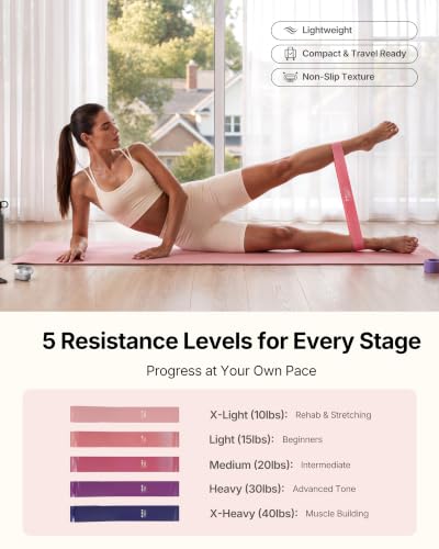 PAETA Pilates Ring Set – 14” Magic Circle (38 lbs Resistance), 9.8” Pilates Ball, 5 Resistance Bands, and Exercise Guide Included for Home Workouts - color: pink