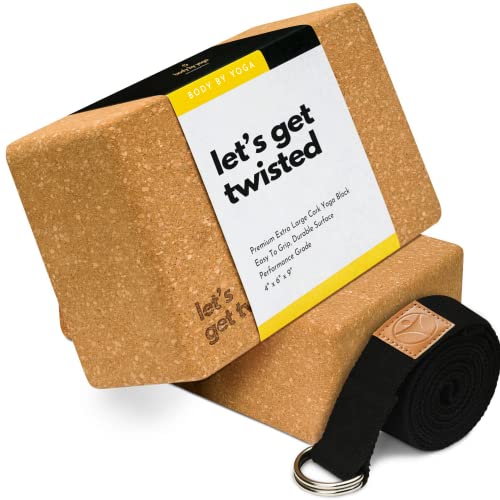 Cork Yoga Blocks 2 Pack – Premium Cork Grain, Highly Stable, Chip Resistant - color: Let's Get Twisted