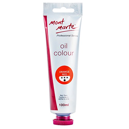 Mont Marte Oil Paint Premium, 3.4 US fl.oz (100ml) Tube, Orange Red, Heavy Body Paint, Artist Quality, Good Coverage, Excellent Tinting Strength, Ideal for Painting Canvas - color: Orange Red, size: 3.4 Fl Oz (Pack of 1)