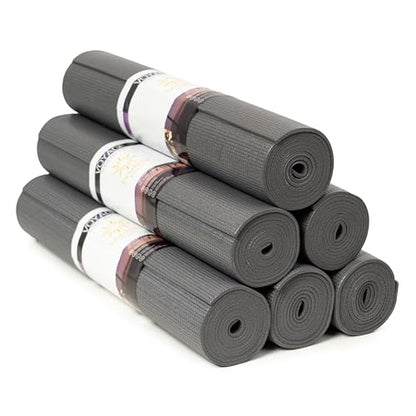 Voyage 5mm Studio Yoga Mats, 6 Pack, 72x24in | Extra Long, Anti-Tear Exercise Mats for Workout, Stretching, Fitness - Non Slip Gym Mats for Home, Schools and Studios - color: Charcoal