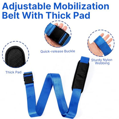 Mobilization Belt - Physical Therapy Belt Strap, Adjustable Mobilization Band Pt Strap with Thick Pad for Rehabilitation Yoga Leg Hip Exercise Seatbelts Stretching Mobility & Gym Techniques (Blue) - color: Blue