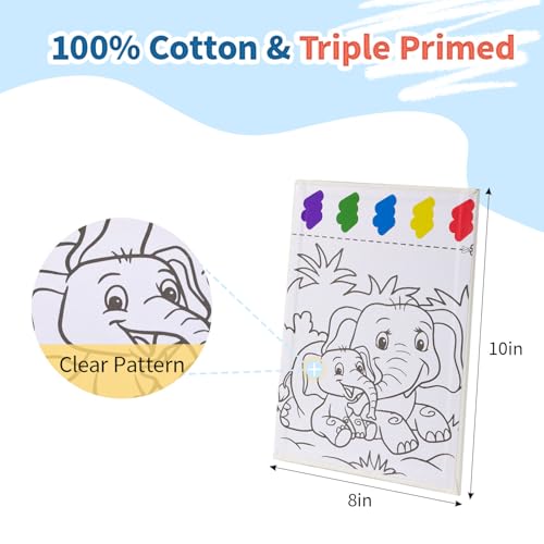 Double-Sided Canvas Painting Kit, 3 Pack 8x10 Inch Canvas Panels with Blank and Pre-Drawn Sides, Acrylic Paints, and Brushes, Versatile DIY Craft Kit for Creative Projects - size: 8"x10"(3-Pack), style: Dual-Sided - Animals