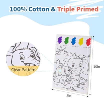 Double-Sided Canvas Painting Kit, 3 Pack 8x10 Inch Canvas Panels with Blank and Pre-Drawn Sides, Acrylic Paints, and Brushes, Versatile DIY Craft Kit for Creative Projects - size: 8"x10"(3-Pack), style: Dual-Sided - Animals