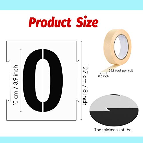 20 Pieces Curb Stencil Kit 0-9 Address Number Reusable Plastic Numbers Stencils with 2 Rolls Masking Tape for Painting Address in Wall Wood Road Mailbox(4 Inch Height) - size: 4 Inch Height