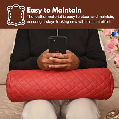 Neck Roll Pillow Cushion Cover, 24x7 Inch Full Moon Round Bolster Pillow Case, Cylinder Soft Lambskin Leather Pillowcase for Head, Spine & Neck Support During Sleep - Quilted Cherry Red Pack of 1 - color: Quilted Cherry Red Pack of 1