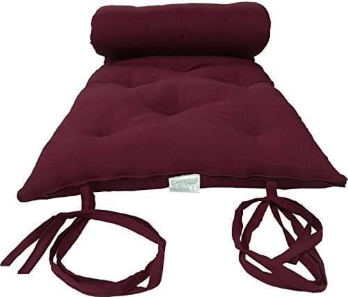 D&D Futon Furniture Twin Size Burgundy Traditional Japanese Floor Rolling Futon Mattresses, Foldable Cushion Mats, Yoga, Meditation 80 x 39 x 3 - color: Burgundy