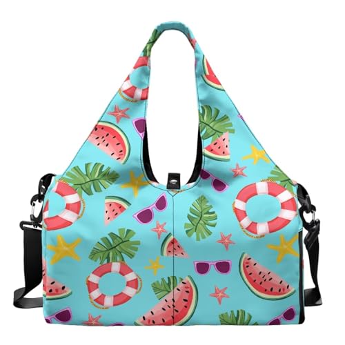 Yoga Mat Bag for Men Women Canvas Yoga Mat Carrier Take In Out Mat Easily for Beach Swim Bags Pool Sports Gym - color: Beach Style