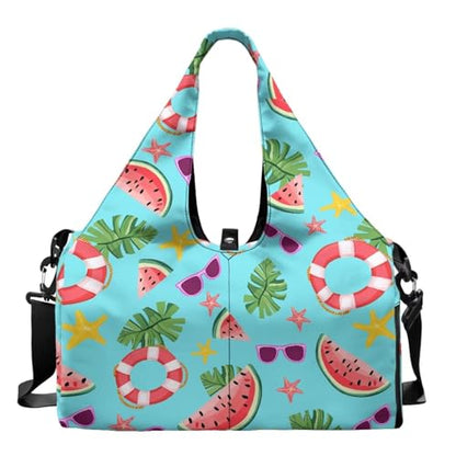 Yoga Mat Bag for Men Women Canvas Yoga Mat Carrier Take In Out Mat Easily for Beach Swim Bags Pool Sports Gym - color: Beach Style