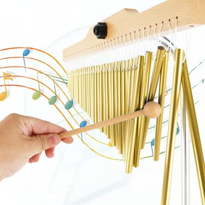 EASTROCK 36 Note Chimes Single-row Bar Chimes Height-Adjustable Stand Gold - color: 36note Gold
