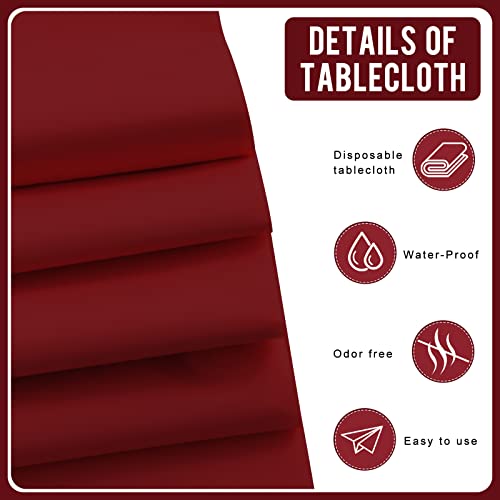 Eleclassi Burgundy 6 Pack Premium Round Disposable Plastic Tablecloth - 84 Inch Round Plastic Table Cloths for Parties Disposable Tablecloth - Round Plastic Tablecloth - Burgundy Round Tablecloth - color: Burgundy