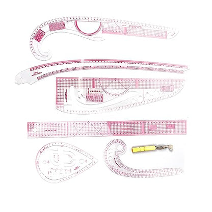 7PCS French Curve Ruler Set, High Accuracy Complete Tools Hip Curve Ruler with Scale, Sewing Ruler | Sewing Tools | Sewing Rulers | Craft Ruler for Beginners Tailors Pattern