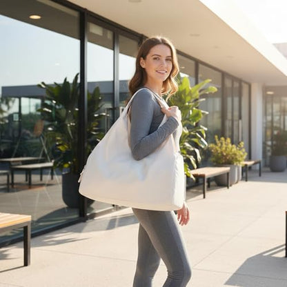 Forestfish Gym Bag For Women With Shoes Compartment & Wet Dry - color: Beige