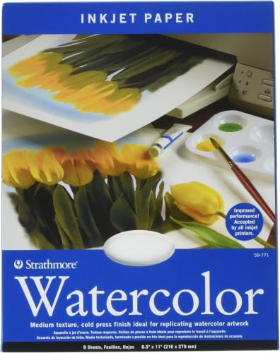 Strathmore Inkjet Watercolor Paper, 8.5x11 inches, 8 Sheets (115lb/245g) - Artist Paper for Adults and Students - Watercolors, Mixed Media, Markers and Art Journaling (Pack of 12) - size: 8.5"x11" (Pack of 12)