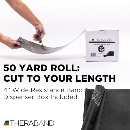 THERABAND Resistance Band, 50-Yard Roll, Latex Elastic Band for Exercise, Stretching, Physical Therapy, Yoga, Pilates, Home Workouts, Cut-to-Length, Color-Coded Levels - color: Black | Special Heavy, style: Non-Latex