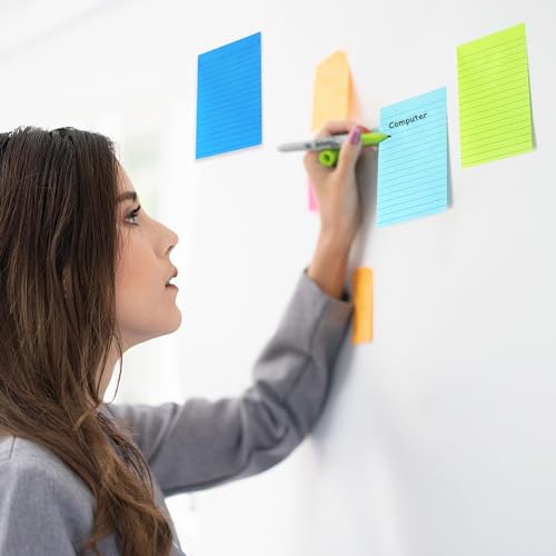 9 Pack Pastel Lined Sticky Notes 4X6 in Post and 9 Pack Aquatic Themed Colors Lined Sticky Notes with Lines 4X6 in Post