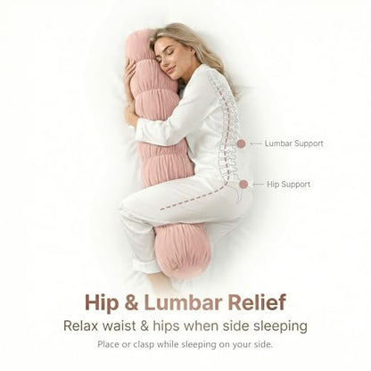 Pat. Pend. Small Body Pillow for Adults, 39 Inch, Soft Pastel Pink - color: Soft Pastel Pink, size: 39"x 7.87"