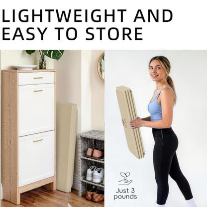 Foldable Yoga Mat 74"x47.2"x 0.4" – Large Yoga Mat - color: Cream
