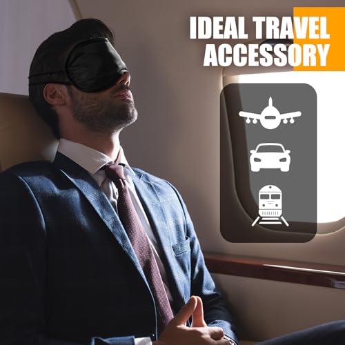 Tarpop 200 Pcs Eye Mask Sleeping Blindfold Eye Cover with Adjustable Strap for Games Party Team Building Travel Individually Wrapped Sleep Mask for Women Men (Black) - color: Black