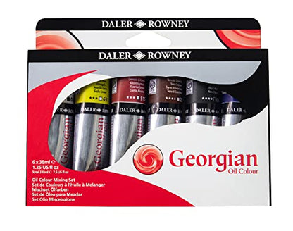 Daler-Rowney Georgian 6-Tube Mixing Artist Oil Paint Set - Painting Set for Canvas Paper and More - Oil Painting Supplies for Artists and Students - Oil Paints for All Skill Sets - style: 6 Pack