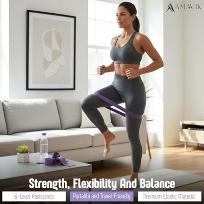 AMAVIK Pilates Kit 15-Pieces Home Workout Set with 5 Resistance Bands, Pilates Ring and Ball Set with Accessories-A Complete Pilates Set for Women to Improve Strength, Flexibility and Balance Body - color: Purple