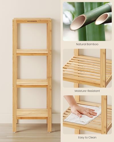 SONGMICS 4-Tier Bamboo Shelf, Freestanding Bathroom Storage Rack - color: Light Bamboo, size: 4 Tiers (13"D x 13"W x 38.6"H)