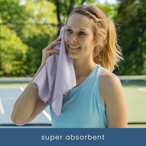 S&T INC. Microfiber Gym Towels, 6 Pack, 16" x 27" | Absorbent and Lightweight, Quick-Dry, Compact for Gym Bag, Yoga and Travel, Machine Washable - color: Purple