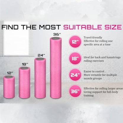 Yes4All Medium Firm Two-Layer PE Foam Roller for Yoga & Pilates - color: 36 Inches - Pink/Grey