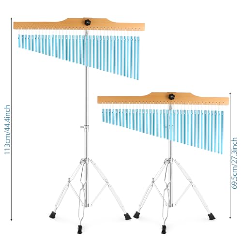 EASTROCK 36 Note Chimes Single-row Bar Chimes Height-Adjustable Stand Blue - color: 36note Blue