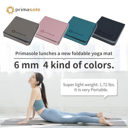 Primasole TPE Folding yoga mat Travel Double side Non-Slip Lightweight Pilates & Floor Workouts6mm thick Pink Color PSS22NH014A