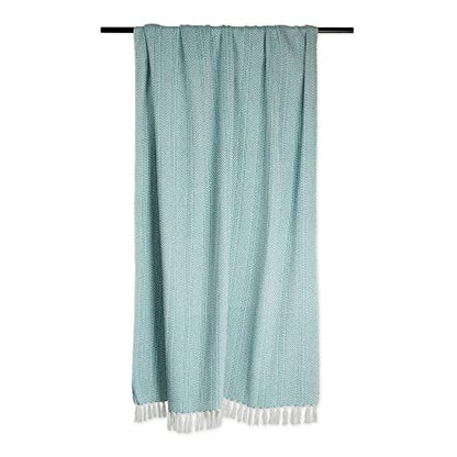 DII Herringbone Striped Collection Cotton Throw Blanket, 50x60, Aqua - color: Aqua, size: 50x60"
