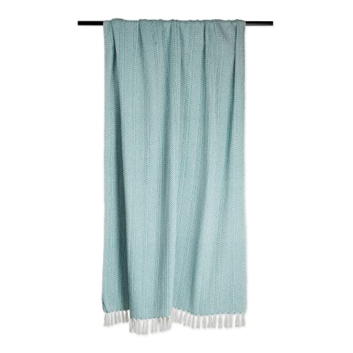 DII Herringbone Striped Collection Cotton Throw Blanket, 50x60, Aqua - color: Aqua, size: 50x60"