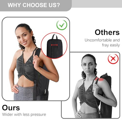 Yoga Mat Bag Carrier with Mesh & Zipper Pockets - color: Black