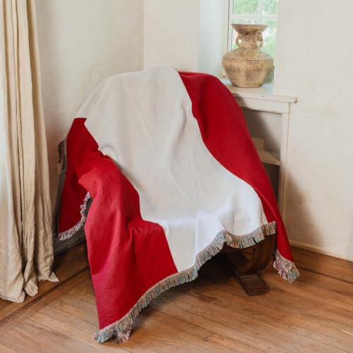 Peru Flag Woven Throw Blanket – Woven Not Printed – 50x70 Peruvian Blanket for Couch, Bed or Wall – Made for Peruvians Living Abroad - color: Peru