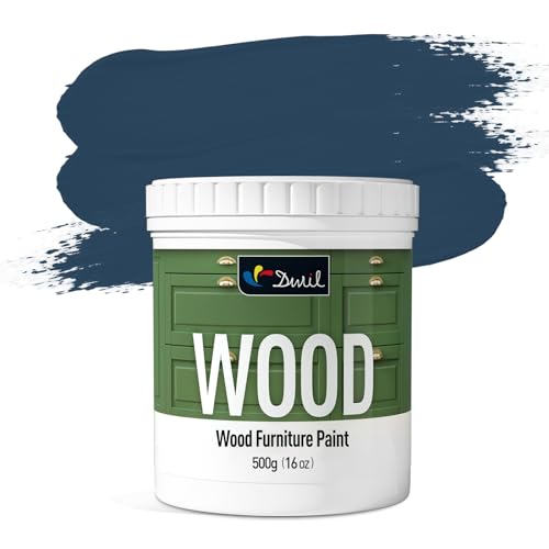 DWIL Matte Finish Furniture Paint - 16 Oz Wood Paint for Cabinets, Doors, Tables, and Dressers Refinishing - Water-Based, Non-Toxic & Odorless, Easy to Apply(Crow Black Blue)-Without Tools - color: Crow Black Blue, size: 16 Ounce (Pack of 1)