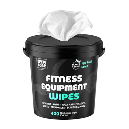 Gym & Yoga Mat Cleaner Wipes, Plant Based - 500 Gym Equipment Wipes to Clean Exercise Equipment, Treadmill, Peloton Bikes - Gym Supplies, Yoga Supplier, Cleaning Wipes for Home & Gym - Spa Fresh Scent