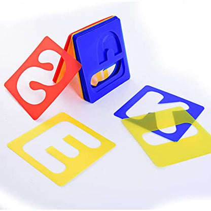 TecUnite 26 Pcs Alphabet Stencils Set, Plastic Letter Templates for Crafts | 7 x 7 Inches, Complete A-Z Letter Stencils for Painting, Reusable Letter Guides, Classroom Learning, Scrapbooking, DIY Decor - size: 7 x 7 Inches