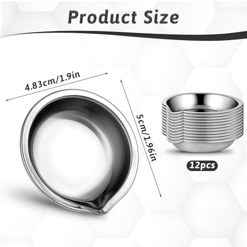 12 Small Round Paint Trays Painting Color Palette Paint Mixing Cups, 2-inch Makeup Palette Stainless Steel with Mouth Mini Metal Watercolor Palette for Modeling Mixing of Various Pigments