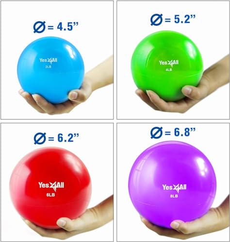 Yes4All Weighted Toning Balls for Exercise, Soft Medicine Balls for Exercise, Pilates, Yoga, Balance, Flexibility, 2-10lbs - color: Purple, style: A. Smooth