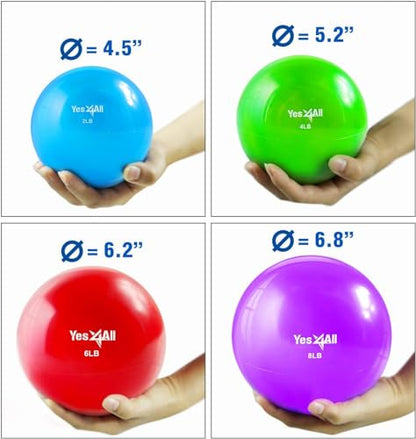 Yes4All Weighted Toning Balls for Exercise, Soft Medicine Balls for Exercise, Pilates, Yoga, Balance, Flexibility, 2-10lbs - color: Purple, style: A. Smooth