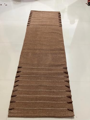 Payal Rugs Cotton Yoga Mat - Eco-Friendly Hand-Woven Rug - Non Slip & Thick (24”x72”x5mm) for Yoga Everyday Fitness at Home - Comfortable Extra-Long - color: Brown