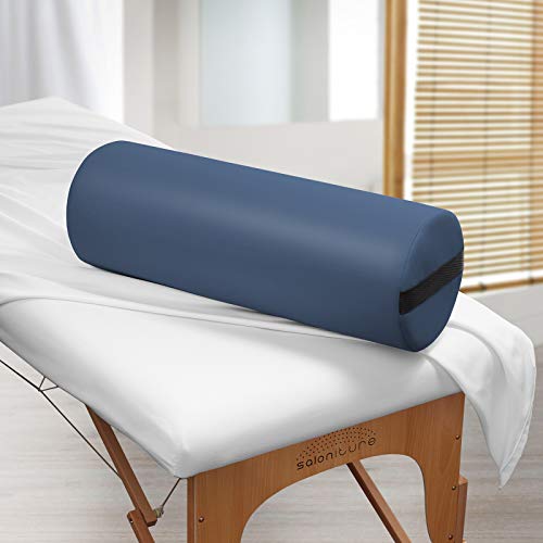 Saloniture Jumbo Round Massage Table Bolster Pillow Pad - 26 x 9 Inch - Blue - color: Blue
