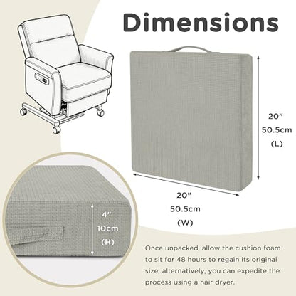 AddGrace High Density Recliner Cushion for Elderly 20x20in Grey - color: Grey
