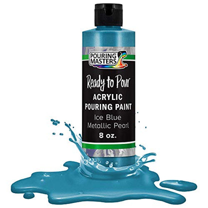 Pouring Masters Ice Blue Metallic Pearl Ready to Pour Acrylic Pouring Paint - Premium 8-Ounce Pre-Mixed Fluid Acrylic Paint - Fluid Art Supplies for Canvas, Wood, Paper, Tile & Rocks | Ready to Pour, Premium Pre-Mixed Fluid Acrylic Paint - Fluid Art Suppl